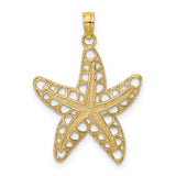 10k Yellow Gold Starfish Pendant with Openwork Design and Textured Center