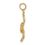 10k Yellow Gold Pelican Pendant in Flight, Nautical Bird Theme Jewelry