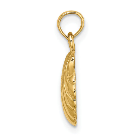 10k Yellow Gold Scallop Shell Pendant, Polished Nautical Charm, Camino de Santiago Symbol