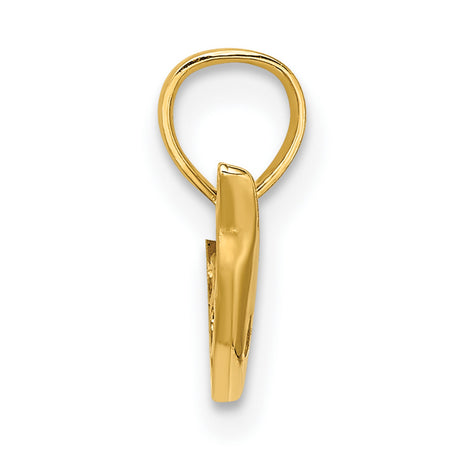 10k Yellow Gold Dolphin Pendant with Polished Jumping Design, Nautical Ocean Life Charm