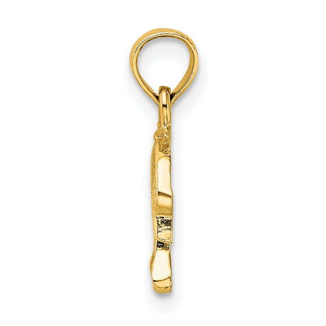 10k Yellow Gold Dolphin Pendant with Textured Detailing, Nautical Sea Life Charm