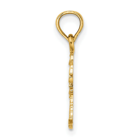 10k Yellow Gold Palm Tree Pendant, Tropical Charm for Women or Unisex Wear