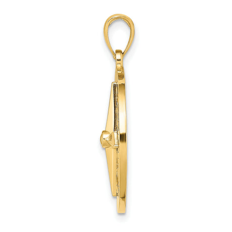 10k Yellow Gold Compass Pendant, Nautical Explorer Design Symbolizing Guidance and Direction