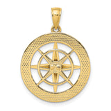 10k Yellow Gold Compass Pendant, Nautical Explorer Design Symbolizing Guidance and Direction