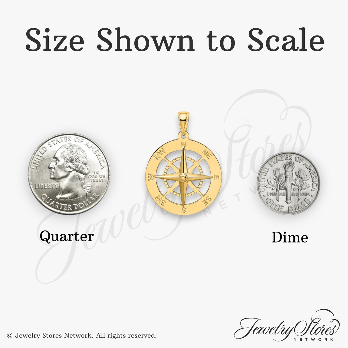 10k Yellow Gold Compass Pendant, Nautical Explorer Design Symbolizing Guidance and Direction