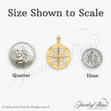 10k Yellow Gold Compass Pendant, Nautical Explorer Design Symbolizing Guidance and Direction