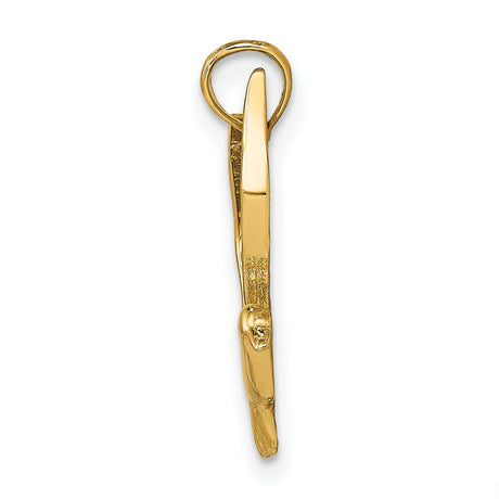 10k Yellow Gold Seagull Pendant, Flying Bird Charm Symbolizing Freedom and Peace