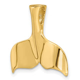 10k Yellow Gold Whale Tail Pendant, Polished Nautical Ocean Symbol for Women or Unisex