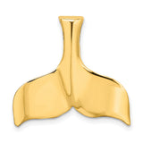 10k Yellow Gold Whale Tail Pendant, Polished Nautical Ocean Symbol for Women or Unisex
