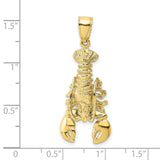 10k Yellow Gold Lobster Pendant with Movable Claws, Nautical Marine Life Charm