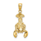 10k Yellow Gold Lobster Pendant, Detailed Nautical Ocean Design for Men or Unisex Wear