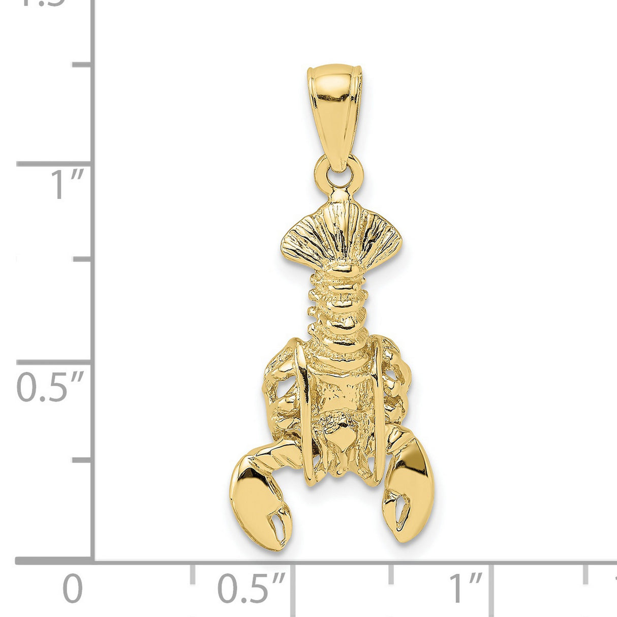 10k Yellow Gold Lobster Pendant, Detailed Nautical Ocean Design for Men or Unisex Wear