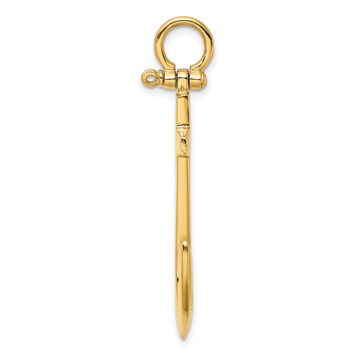 10k Yellow Gold Anchor Pendant, Polished Nautical Cross Design Symbolizing Faith and Hope