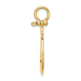10k Yellow Gold Anchor Pendant, Nautical Symbol of Strength, Faith, and Hope