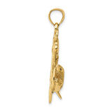 10k Yellow Gold Shark Anchor Pendant with Rope Detail, Nautical Style for Men