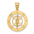 10k Yellow Gold Compass Pendant with Directional Engraving, Nautical Adventure Theme for Men or Unisex