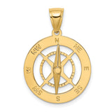 10k Yellow Gold Compass Pendant with Directional Engraving, Nautical Adventure Theme for Men or Unisex