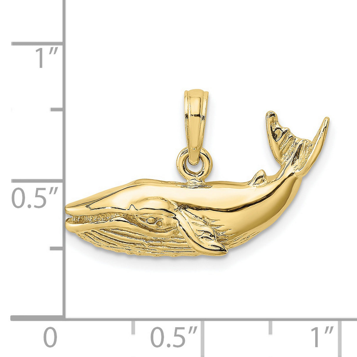 10k Yellow Gold Humpback Whale Pendant, Ocean Animal Charm, Marine Life Theme