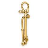 10k Yellow Gold Anchor Pendant, Polished Nautical Symbol of Faith and Strength for Men or Unisex