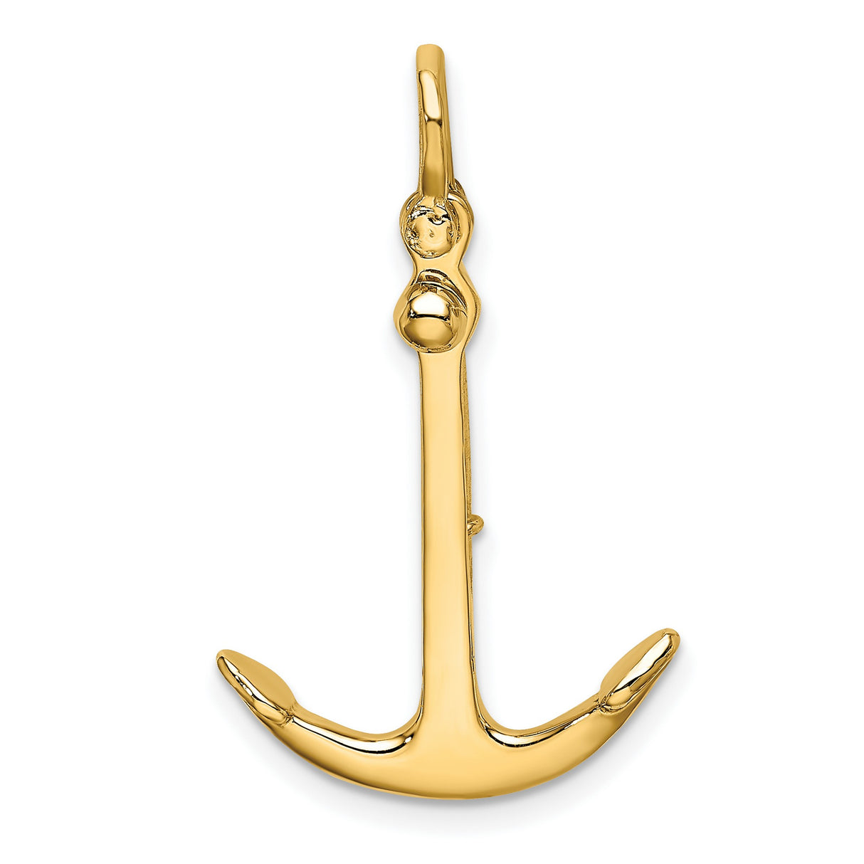 10k Yellow Gold Anchor Pendant, Polished Nautical Symbol of Faith and Strength for Men or Unisex