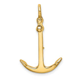 10k Yellow Gold Anchor Pendant, Polished Nautical Symbol of Faith and Strength for Men or Unisex