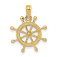 10k Yellow Gold Ship Wheel Pendant, Nautical Maritime Design for Men or Unisex