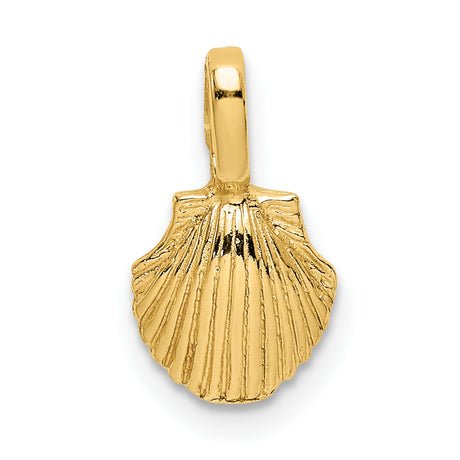 Mini Scallop Shell Charm Pendant in Real 10k Yellow Gold
