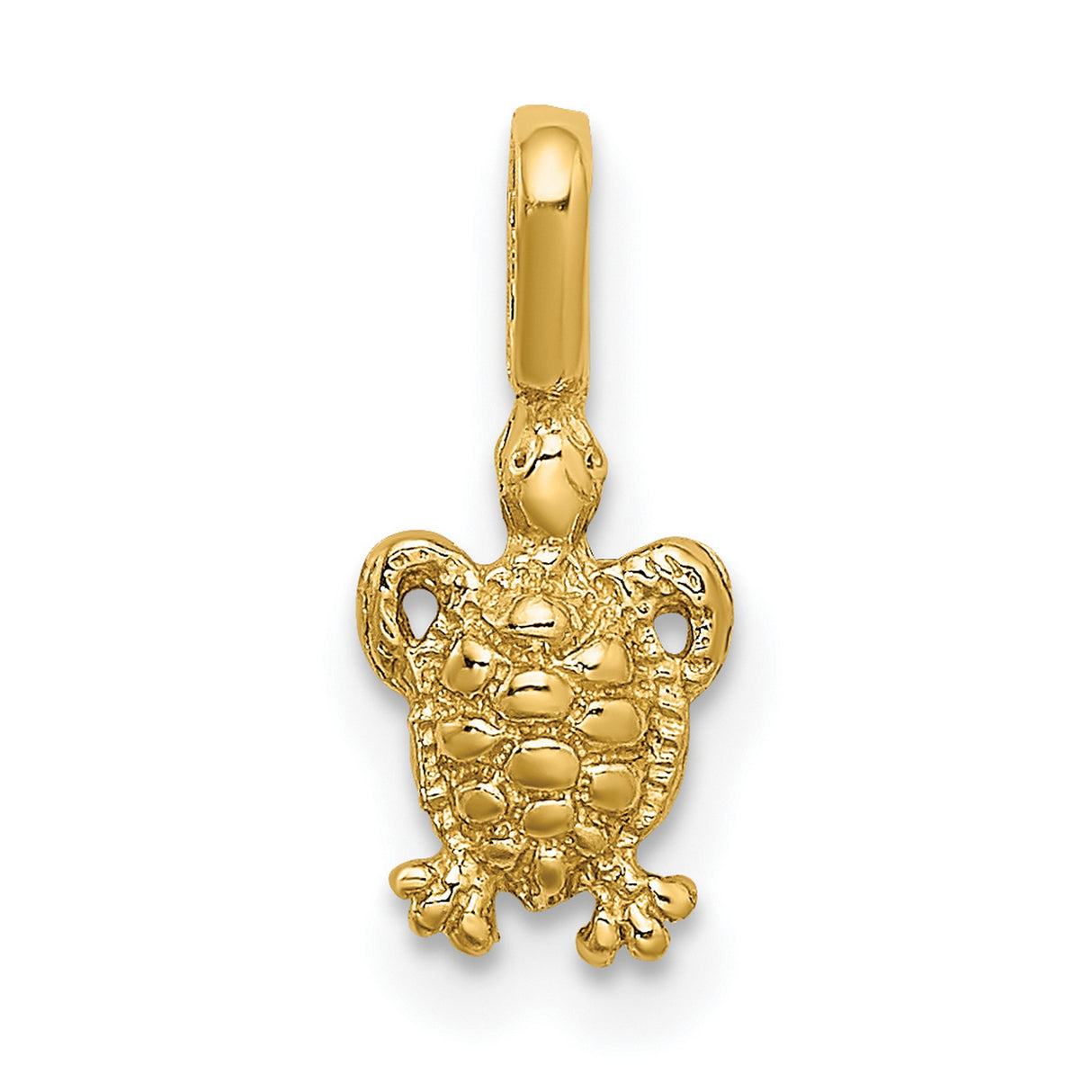 10k Yellow Gold Turtle Pendant, Detailed Sea Turtle Charm, Ocean Animal Jewelry