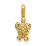 10k Yellow Gold Turtle Pendant, Detailed Sea Turtle Charm, Ocean Animal Jewelry
