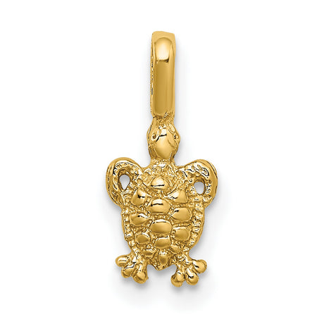 10k Yellow Gold Turtle Pendant, Detailed Sea Turtle Charm, Ocean Animal Jewelry