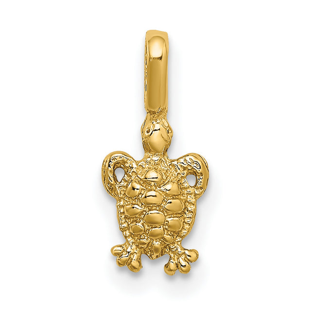10k Yellow Gold Turtle Pendant, Detailed Sea Turtle Charm, Ocean Animal Jewelry