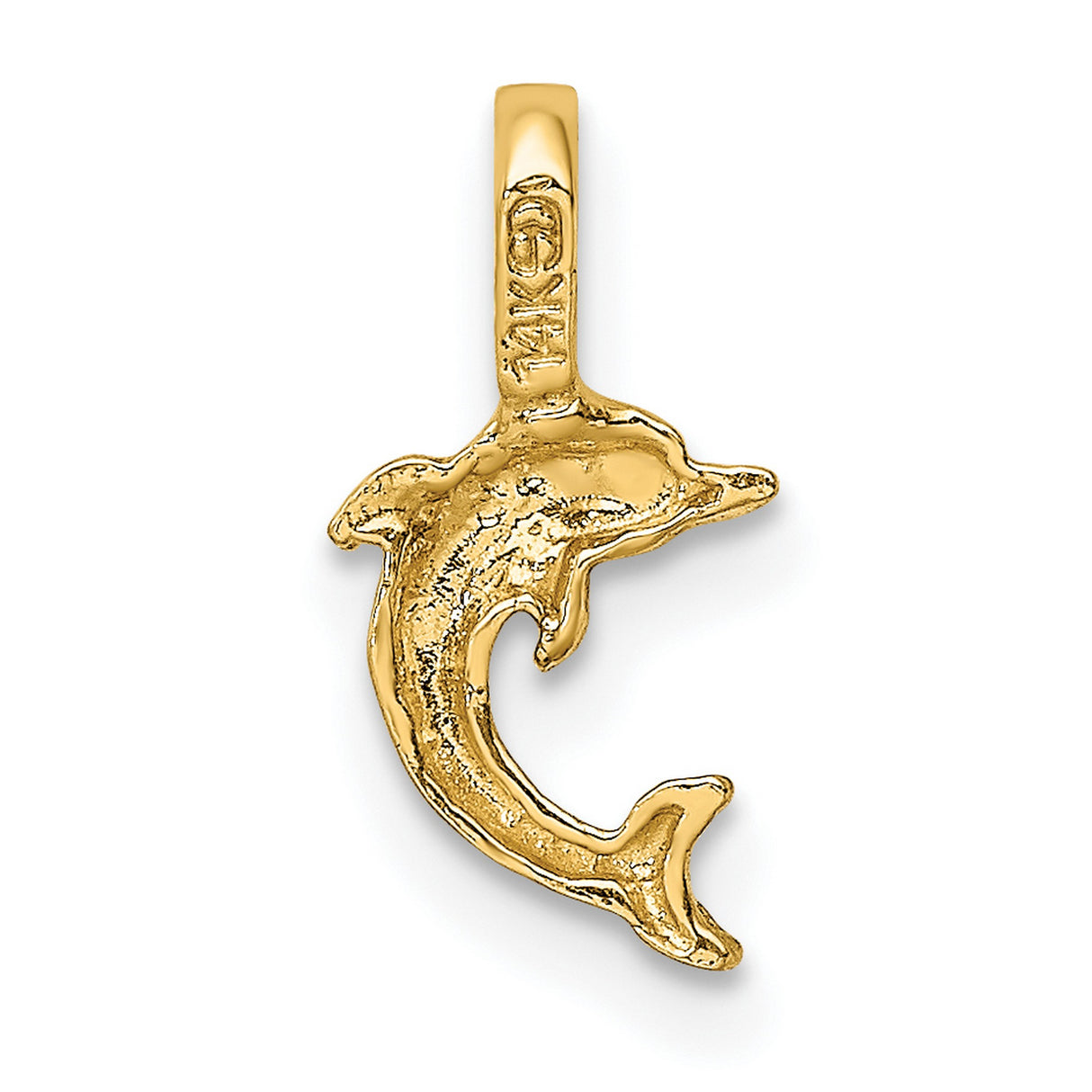 Mini Jumping Dolphin with Fixed Bail Charm Pendant in Real 10k Yellow Gold