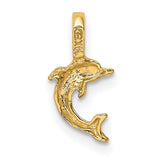 Mini Jumping Dolphin with Fixed Bail Charm Pendant in Real 10k Yellow Gold