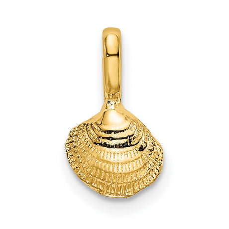 10k Yellow Gold Seashell Pendant with Scallop Shell Design, Nautical Coastal Style for Women