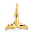 10k Yellow Gold Whale Tail Pendant, Polished Nautical Ocean Symbol for Women or Unisex Wear