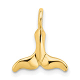 10k Yellow Gold Whale Tail Pendant, Polished Nautical Ocean Symbol for Women or Unisex Wear