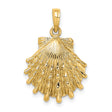 10k Yellow Gold Scallop Shell Pendant, Textured Nautical Christian Charm for Women