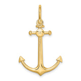 10k Yellow Gold Anchor Pendant, Polished Nautical Design Symbolizing Faith and Hope
