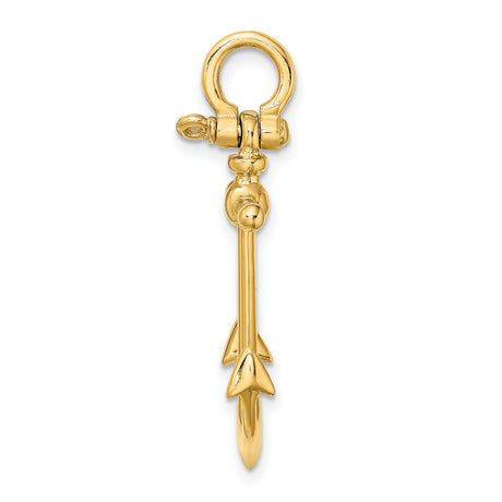 10k Yellow Gold Anchor Pendant, Polished Nautical Charm, Christian Maritime Symbol for Men or Unisex