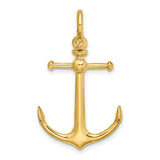 10k Yellow Gold Anchor Pendant, Polished Nautical Charm, Christian Maritime Symbol for Men or Unisex
