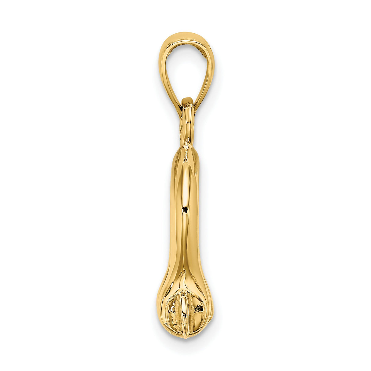 10k Yellow Gold D Shackle Pendant, Nautical Mechanical Link Charm for Men and Unisex