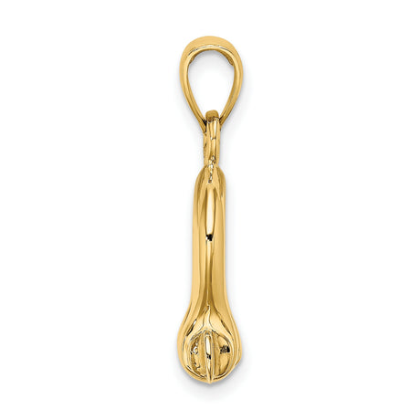 10k Yellow Gold D Shackle Pendant, Nautical Mechanical Link Charm for Men and Unisex