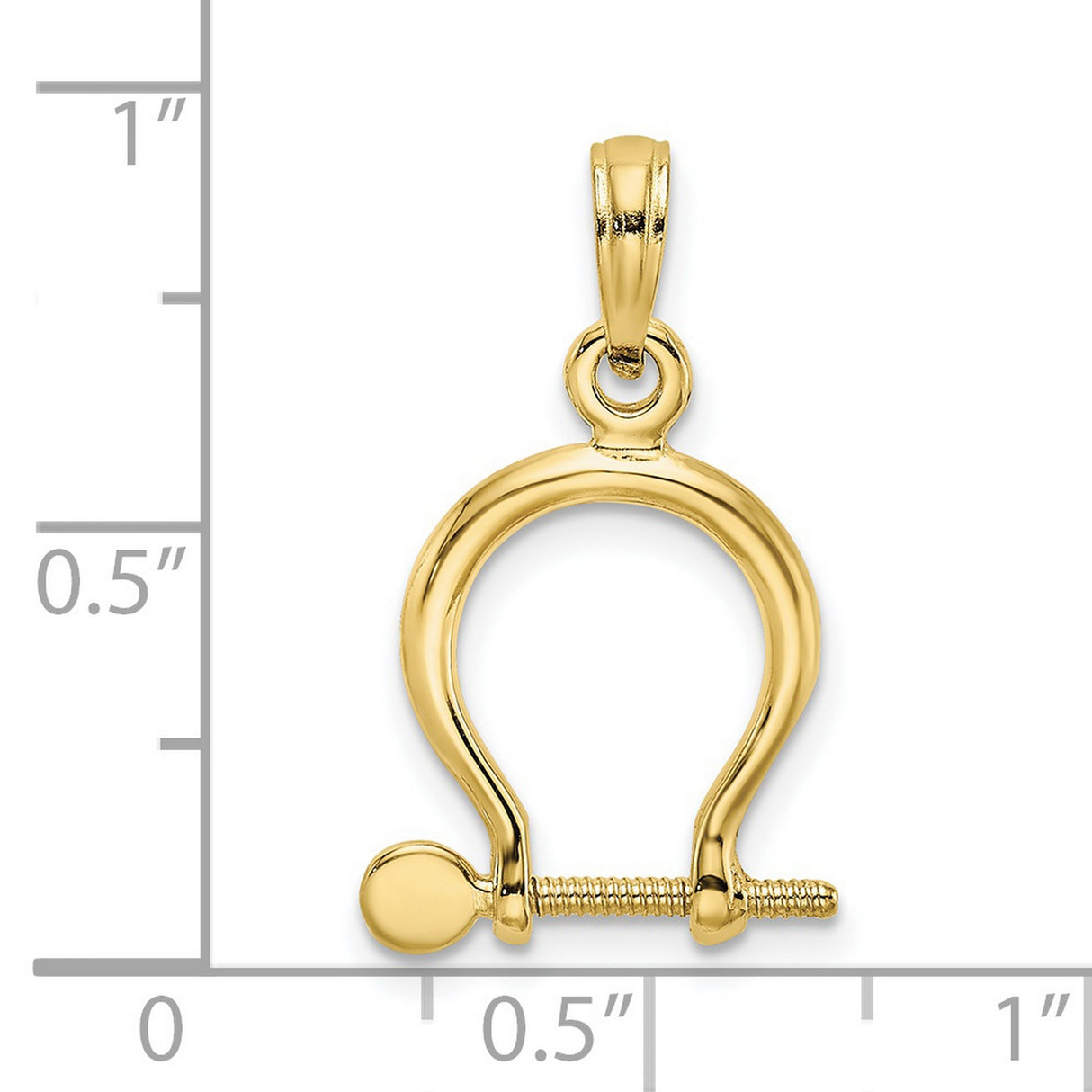 10k Yellow Gold Shackle Pendant, Omega Symbol Charm with Mechanical Nautical Design