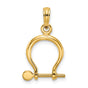 10k Yellow Gold Shackle Pendant, Omega Symbol Charm with Mechanical Nautical Design