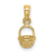 10k Yellow Gold Basket Pendant Charm with Textured Woven Design for Women or Unisex Wear