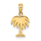 10k Yellow Gold Palm Tree Pendant, Tropical Coastal Charm for Women