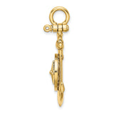 10k Yellow Gold Pendant with Anchor and Compass Rose, Nautical Theme for Men or Unisex Wear