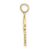 10k Yellow Gold Palm Tree Pendant with Textured Trunk, Tropical Island Charm for Women