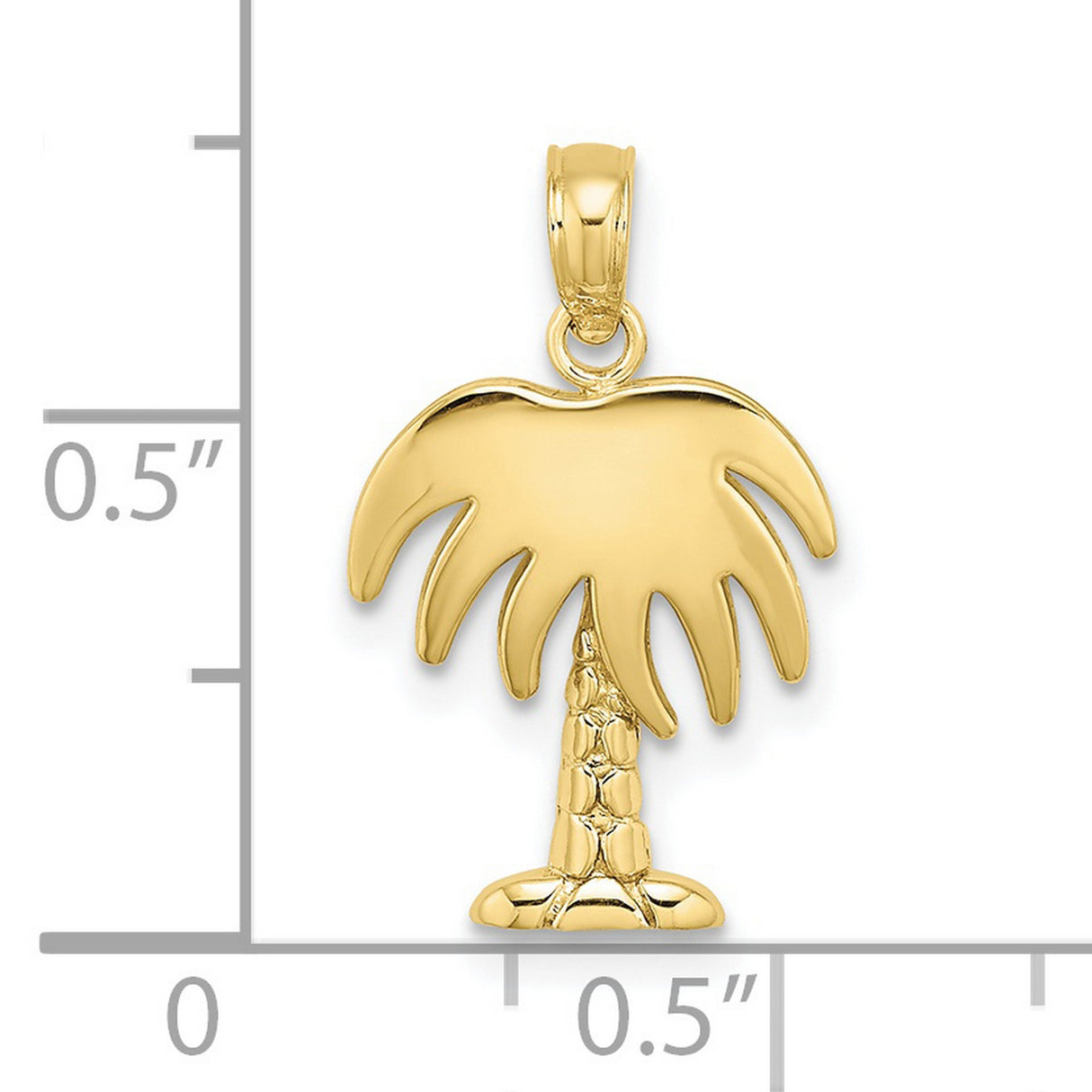 10k Yellow Gold Palm Tree Pendant with Textured Trunk, Tropical Island Charm for Women