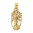 10k Yellow Gold Lobster Pendant, Nautical Ocean Life Theme, Unisex Sea Creature Charm